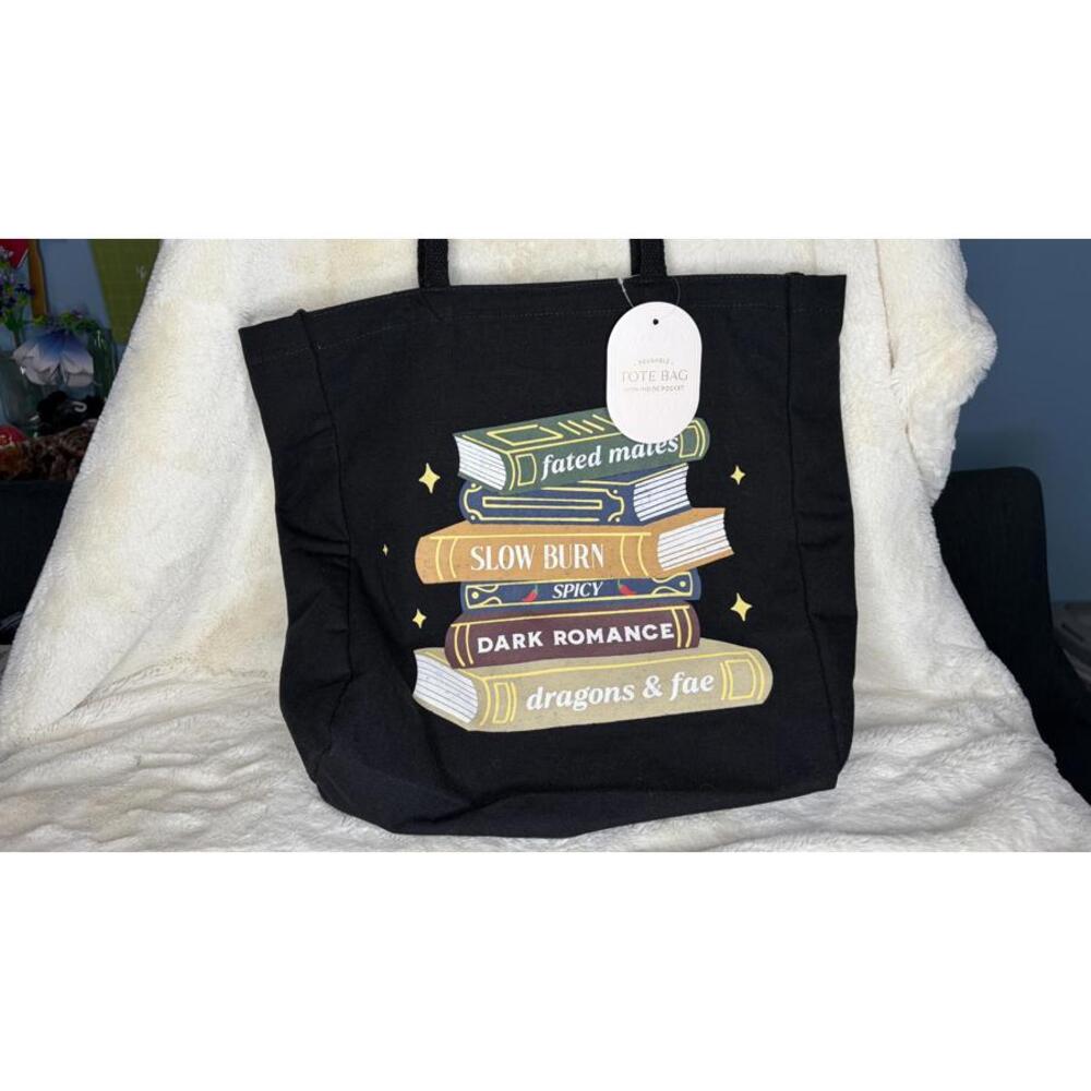 Book Lover’s Tote Bag – Reusable Canvas Bag with Pocket - Picture 5 of 6